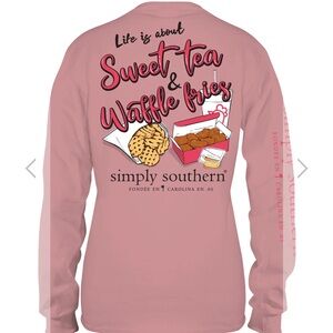 Simply Southern Youth Large Girls Pink Sweet Tea & Waffle Fries